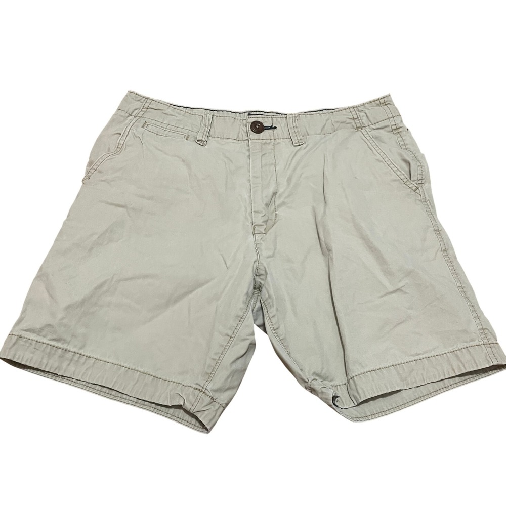 American Eagle Outfitters Prep Chino Shorts Mens 32 Khaki Tan Cotton 7in Inseam